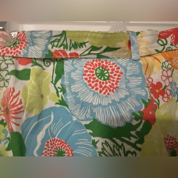 Talbots Citrus Floral A-Line Mini Belted Stretch Summer Canvas Skirt - Picture 4 of 9